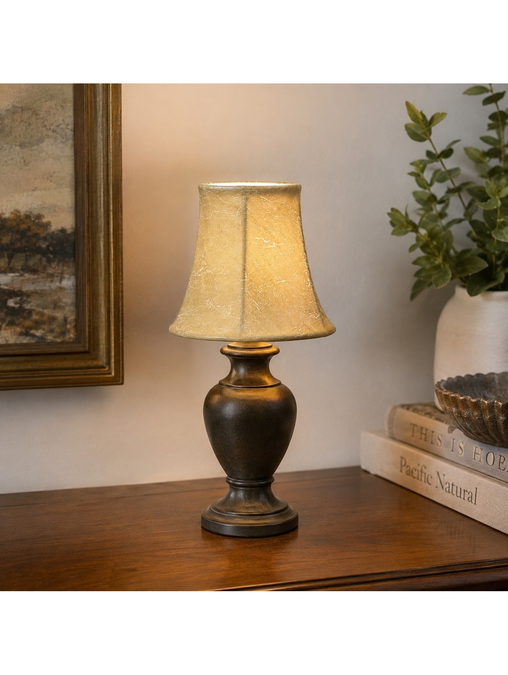 Small Beige Faux Leather Bell Lamp Shade 5 Inch Clip On Vintage Style